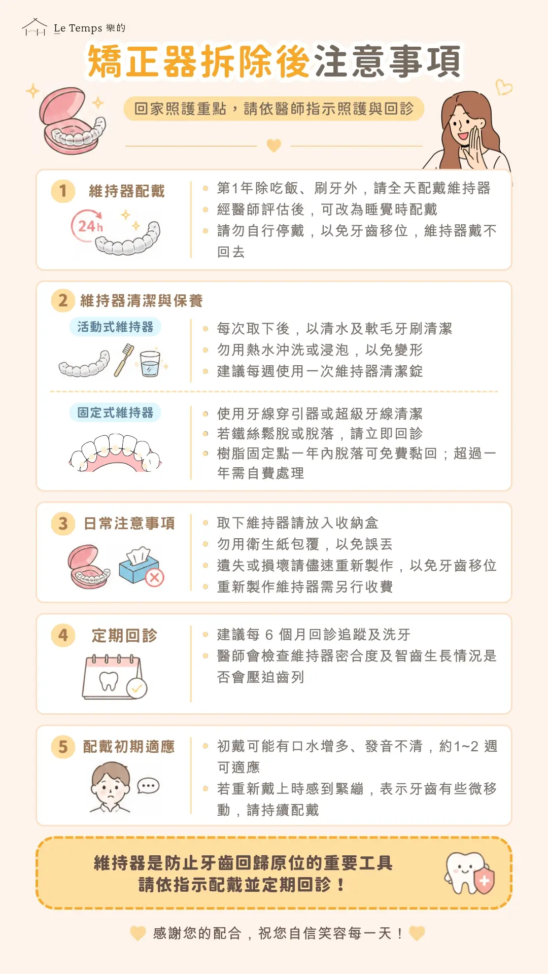 矯正器拆除後注意事項