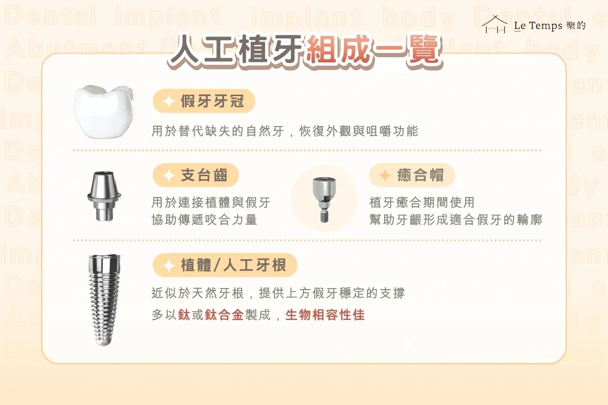 人工植牙組成一覽